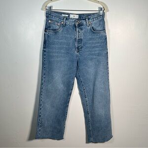 Mango High Rise Cropped Straight Leg Blue Jeans Size 6 Cotton Denim